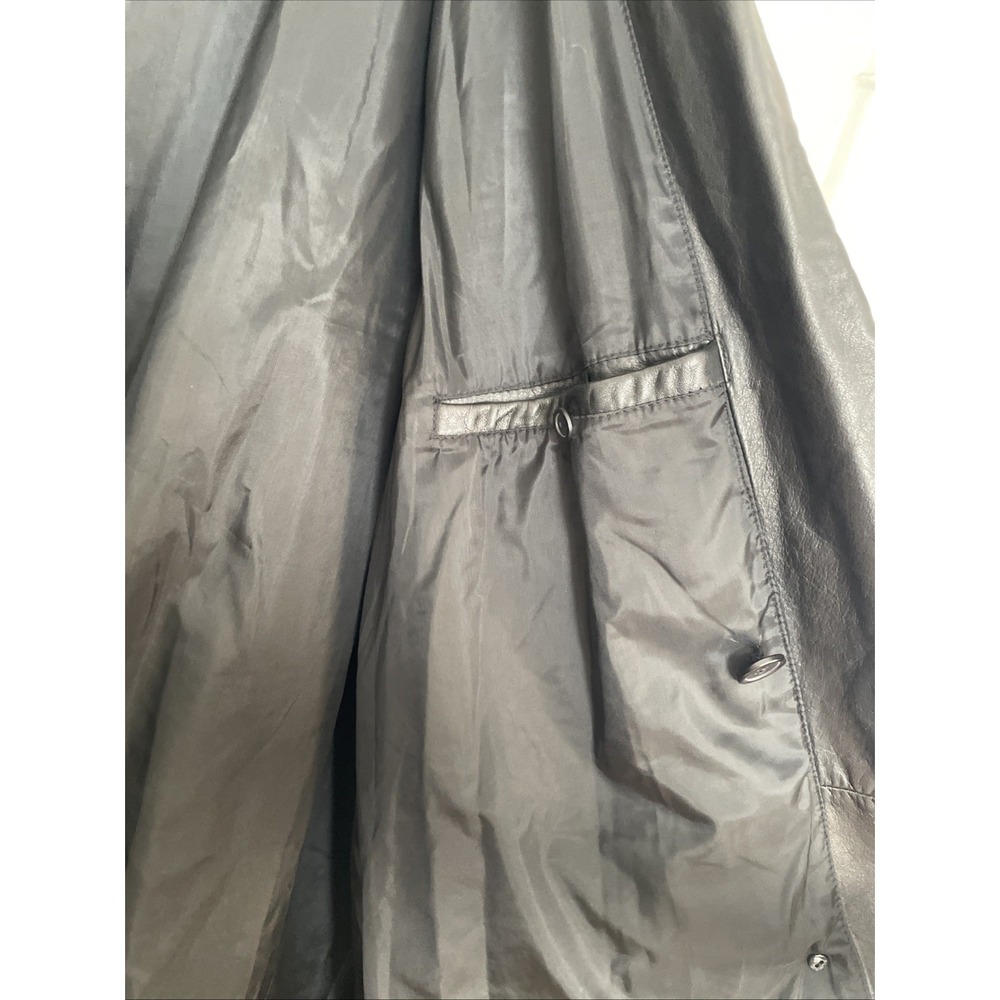 Vintage Luis Alvear Men's Black Leather Trench Coat Size XL - Picture 4 of 8